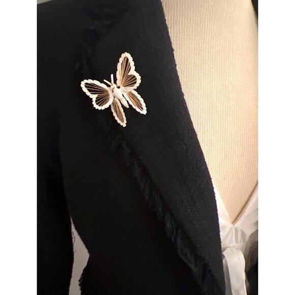 Monet Butterfly Brooch White Gold Vintage Unique Light Discreetly Elegant - Picture 5 of 13